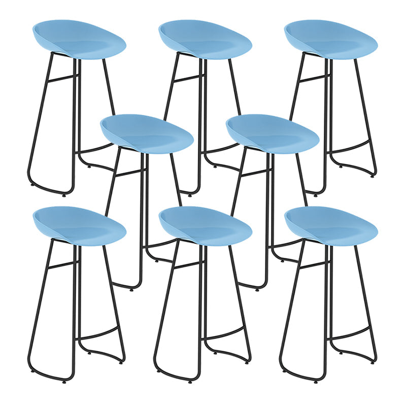 Modern Backrest Armless Counter Stool Iron Bar Stool with Acrylic Seat and Pedal for Cafe Blue 8 Piece Set Bar Stool(30"H) Clearhalo 'Bar Furniture' 'Bar Stools' 'bar_stools' 'furn' 'furn_bar_stools' 'Furniture' 'Kitchen & Dining Furniture' 5724694