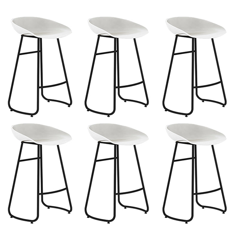 Modern Backrest Armless Counter Stool Iron Bar Stool with Acrylic Seat and Pedal for Cafe White 6 Piece Set Counter Stool(26"H) Clearhalo 'Bar Furniture' 'Bar Stools' 'bar_stools' 'furn' 'furn_bar_stools' 'Furniture' 'Kitchen & Dining Furniture' 5724703