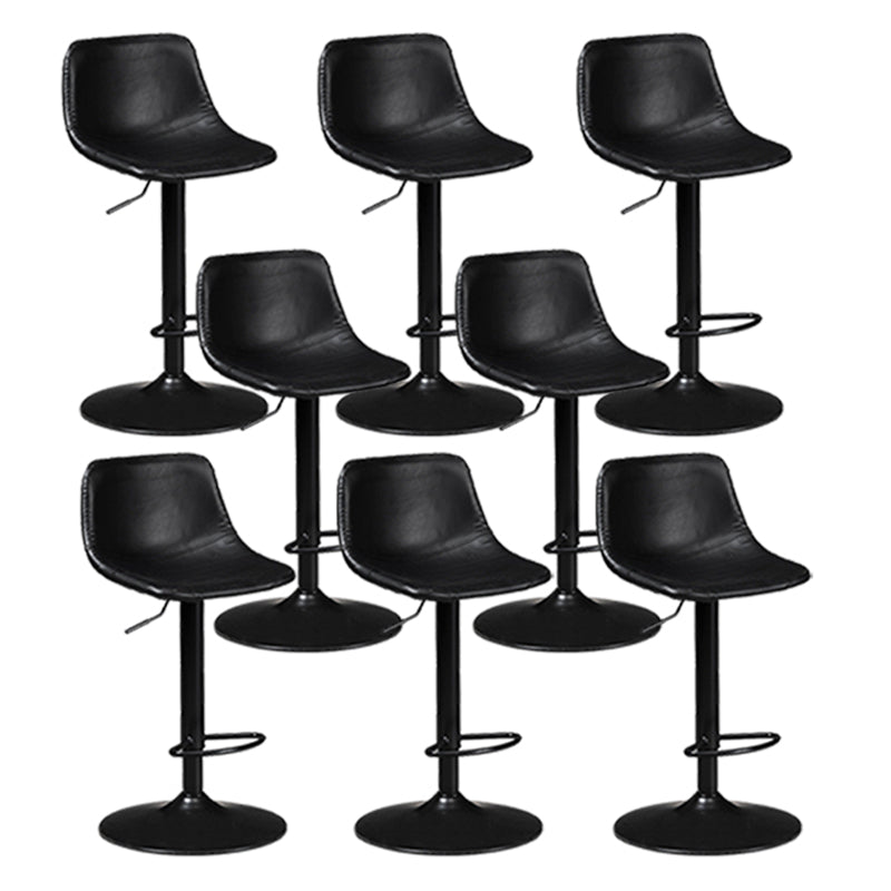 Contemporary Metal Stool Leather Upholstered Counter Stool in Matte Finish for Indoor Black Black 8 Piece Set Clearhalo 'Bar Furniture' 'Bar Stools' 'bar_stools' 'furn' 'furn_bar_stools' 'Furniture' 'Kitchen & Dining Furniture' 5724716