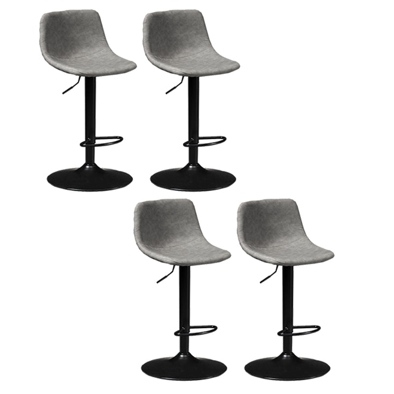 Contemporary Metal Stool Leather Upholstered Counter Stool in Matte Finish for Indoor Grey Black 4 Piece Set Clearhalo 'Bar Furniture' 'Bar Stools' 'bar_stools' 'furn' 'furn_bar_stools' 'Furniture' 'Kitchen & Dining Furniture' 5724719
