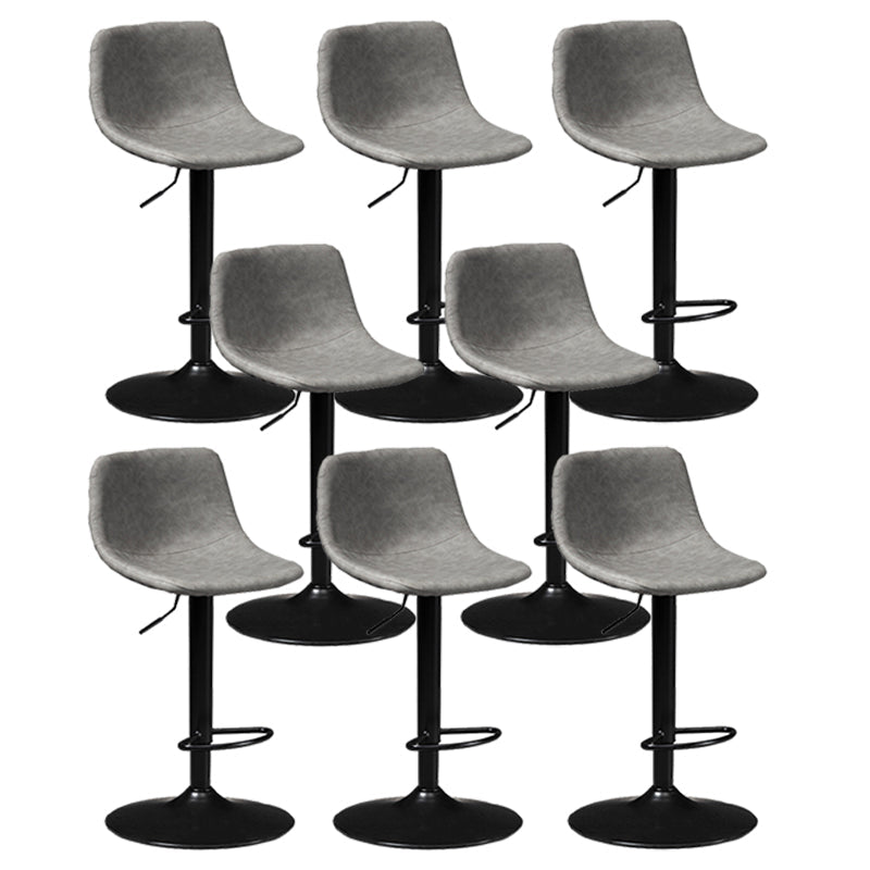 Contemporary Metal Stool Leather Upholstered Counter Stool in Matte Finish for Indoor Grey Black 8 Piece Set Clearhalo 'Bar Furniture' 'Bar Stools' 'bar_stools' 'furn' 'furn_bar_stools' 'Furniture' 'Kitchen & Dining Furniture' 5724722