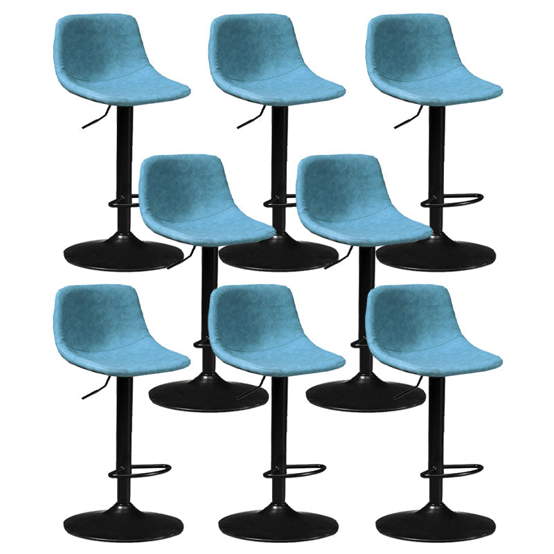 Contemporary Metal Stool Leather Upholstered Counter Stool in Matte Finish for Indoor Blue Black 8 Piece Set Clearhalo 'Bar Furniture' 'Bar Stools' 'bar_stools' 'furn' 'furn_bar_stools' 'Furniture' 'Kitchen & Dining Furniture' 5724727