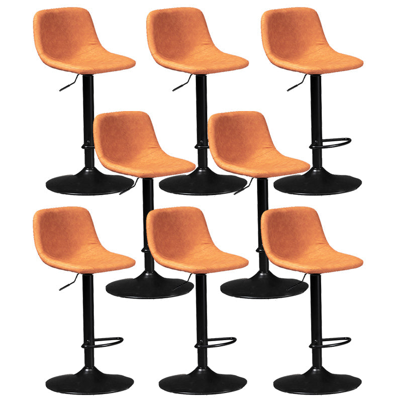Contemporary Metal Stool Leather Upholstered Counter Stool in Matte Finish for Indoor Orange Black 8 Piece Set Clearhalo 'Bar Furniture' 'Bar Stools' 'bar_stools' 'furn' 'furn_bar_stools' 'Furniture' 'Kitchen & Dining Furniture' 5724732