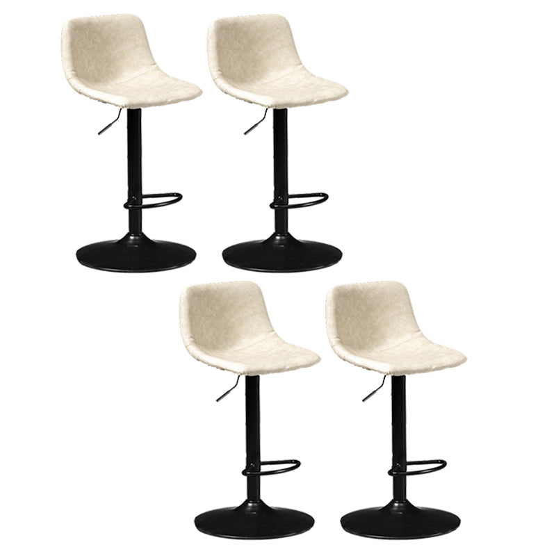 Contemporary Metal Stool Leather Upholstered Counter Stool in Matte Finish for Indoor Off-White Black 4 Piece Set Clearhalo 'Bar Furniture' 'Bar Stools' 'bar_stools' 'furn' 'furn_bar_stools' 'Furniture' 'Kitchen & Dining Furniture' 5724735
