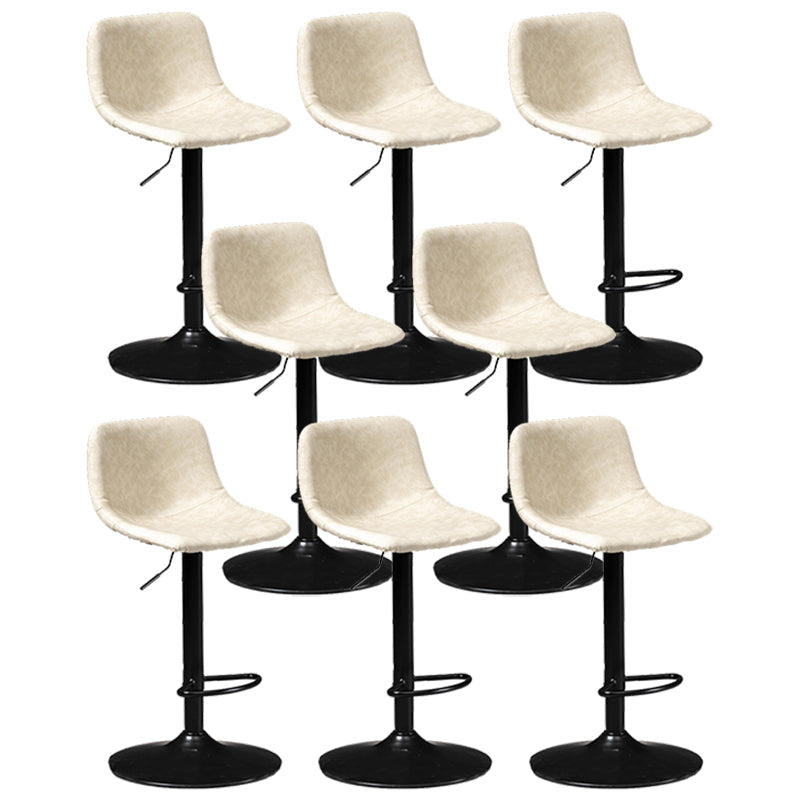 Contemporary Metal Stool Leather Upholstered Counter Stool in Matte Finish for Indoor Off-White Black 8 Piece Set Clearhalo 'Bar Furniture' 'Bar Stools' 'bar_stools' 'furn' 'furn_bar_stools' 'Furniture' 'Kitchen & Dining Furniture' 5724736