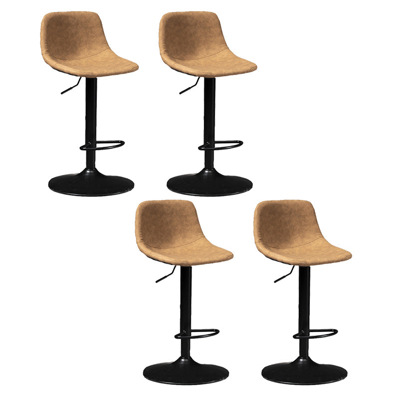 Contemporary Metal Stool Leather Upholstered Counter Stool in Matte Finish for Indoor Brown Black 4 Piece Set Clearhalo 'Bar Furniture' 'Bar Stools' 'bar_stools' 'furn' 'furn_bar_stools' 'Furniture' 'Kitchen & Dining Furniture' 5724737