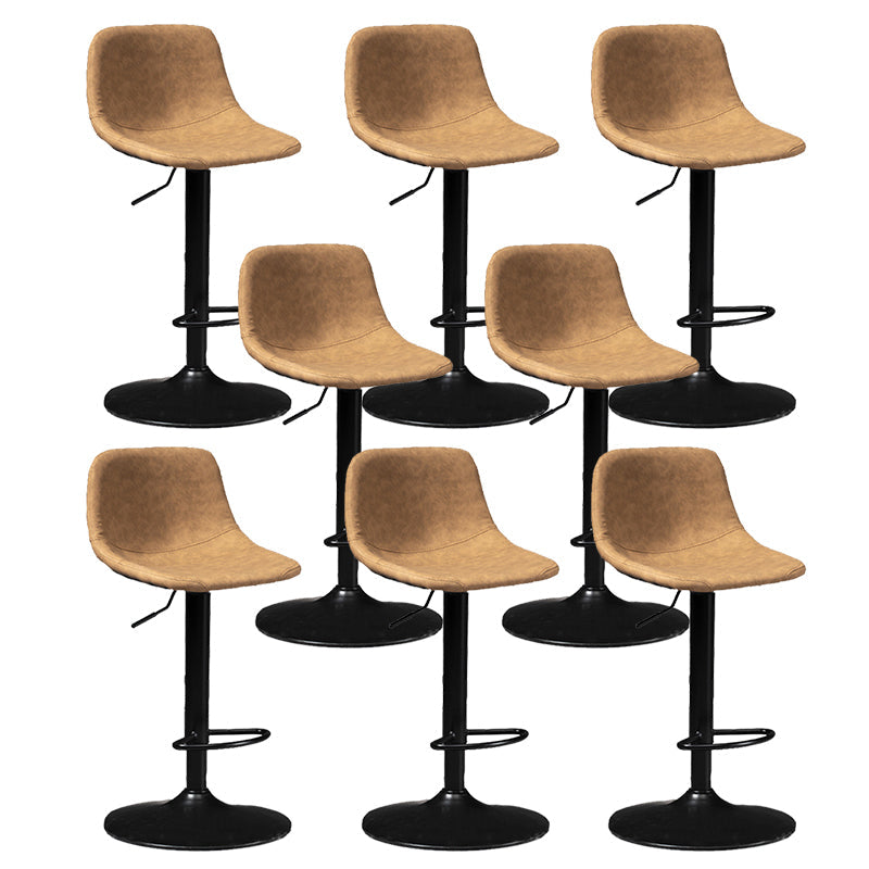 Contemporary Metal Stool Leather Upholstered Counter Stool in Matte Finish for Indoor Brown Black 8 Piece Set Clearhalo 'Bar Furniture' 'Bar Stools' 'bar_stools' 'furn' 'furn_bar_stools' 'Furniture' 'Kitchen & Dining Furniture' 5724738