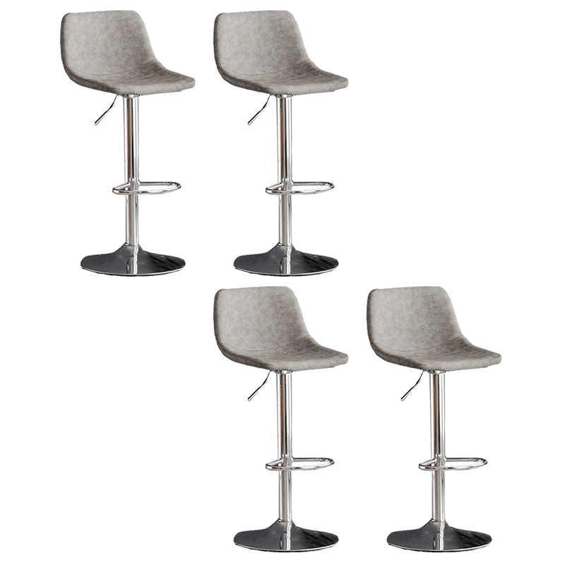 Contemporary Metal Stool Leather Upholstered Counter Stool in Matte Finish for Indoor Grey Silver 4 Piece Set Clearhalo 'Bar Furniture' 'Bar Stools' 'bar_stools' 'furn' 'furn_bar_stools' 'Furniture' 'Kitchen & Dining Furniture' 5724741