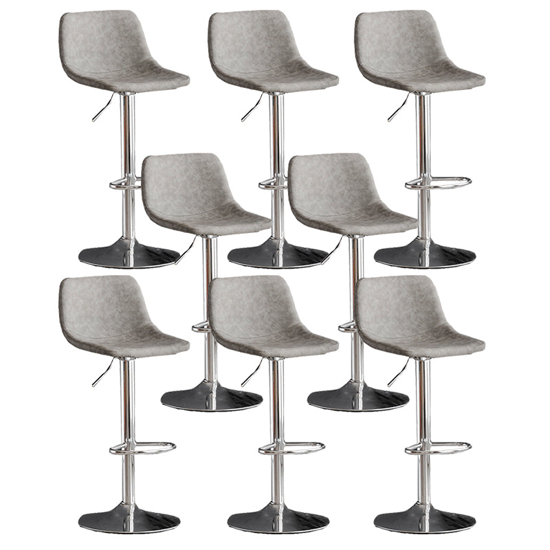 Contemporary Metal Stool Leather Upholstered Counter Stool in Matte Finish for Indoor Grey Silver 8 Piece Set Clearhalo 'Bar Furniture' 'Bar Stools' 'bar_stools' 'furn' 'furn_bar_stools' 'Furniture' 'Kitchen & Dining Furniture' 5724742