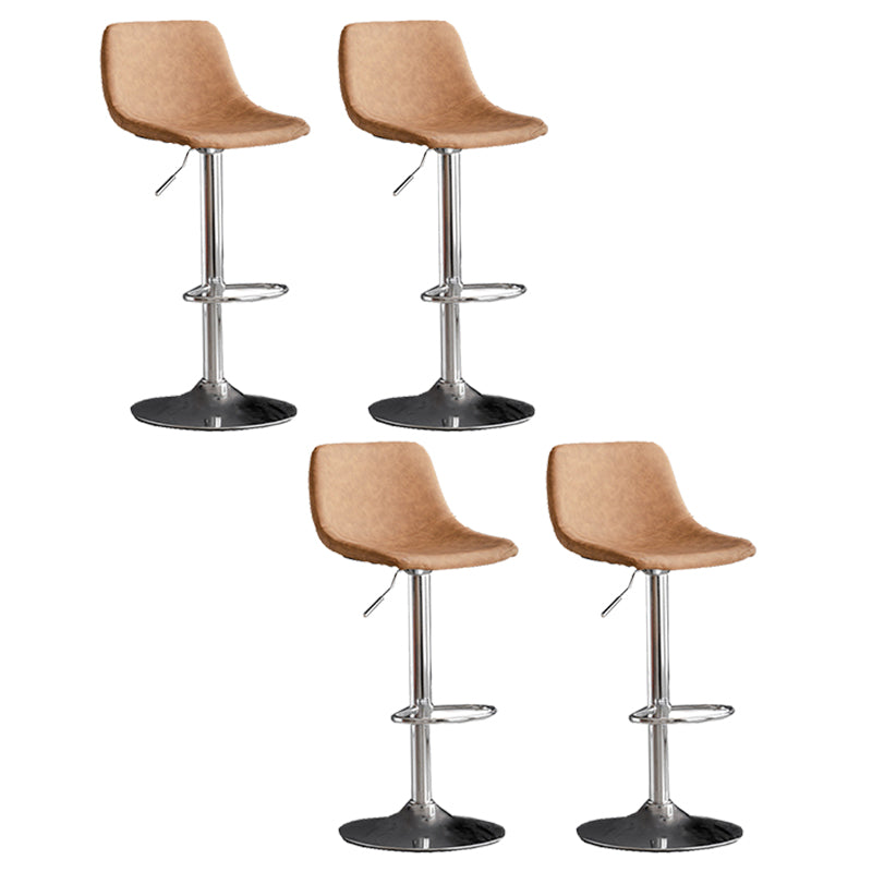 Contemporary Metal Stool Leather Upholstered Counter Stool in Matte Finish for Indoor Brown Silver 4 Piece Set Clearhalo 'Bar Furniture' 'Bar Stools' 'bar_stools' 'furn' 'furn_bar_stools' 'Furniture' 'Kitchen & Dining Furniture' 5724743