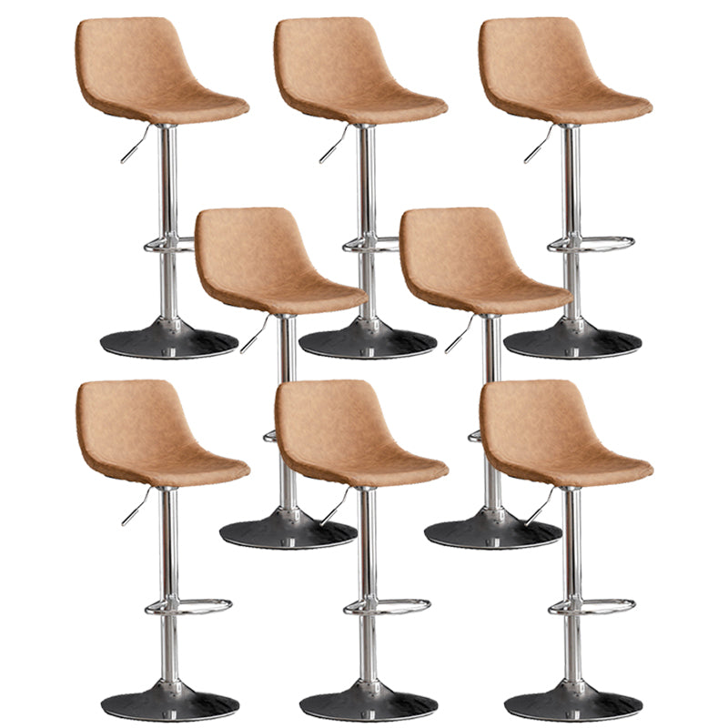 Contemporary Metal Stool Leather Upholstered Counter Stool in Matte Finish for Indoor Brown Silver 8 Piece Set Clearhalo 'Bar Furniture' 'Bar Stools' 'bar_stools' 'furn' 'furn_bar_stools' 'Furniture' 'Kitchen & Dining Furniture' 5724744