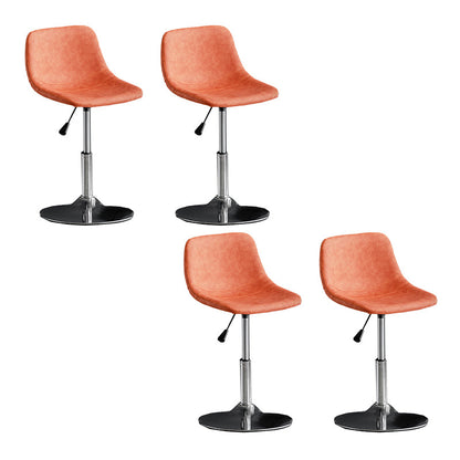 Contemporary Metal Stool Leather Upholstered Counter Stool in Matte Finish for Indoor Orange Silver 4 Piece Set Clearhalo 'Bar Furniture' 'Bar Stools' 'bar_stools' 'furn' 'furn_bar_stools' 'Furniture' 'Kitchen & Dining Furniture' 5724745