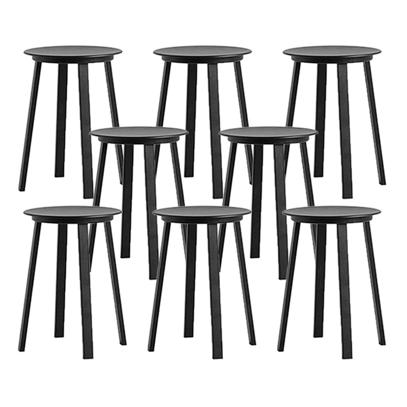 Contemporary Backless Barstool Round Seat Armless Bar Stools with 4 Metal Legs Black 8 Piece Set Short Stool(20"H) Clearhalo 'Bar Furniture' 'Bar Stools' 'bar_stools' 'furn' 'furn_bar_stools' 'Furniture' 'Kitchen & Dining Furniture' 5724758