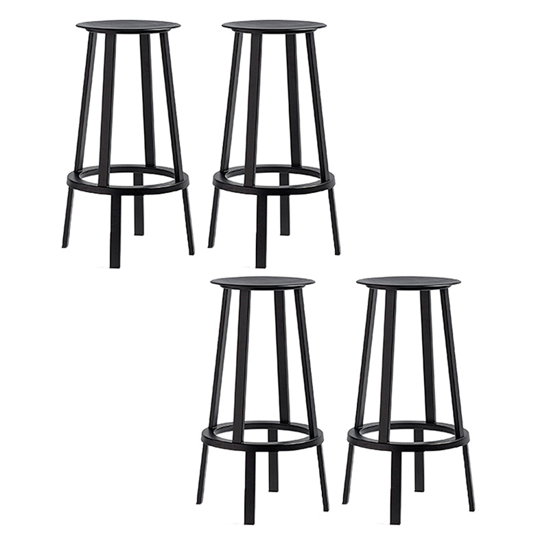 Contemporary Backless Barstool Round Seat Armless Bar Stools with 4 Metal Legs Black 4 Piece Set Clearhalo 'Bar Furniture' 'Bar Stools' 'bar_stools' 'furn' 'furn_bar_stools' 'Furniture' 'Kitchen & Dining Furniture' 5724765