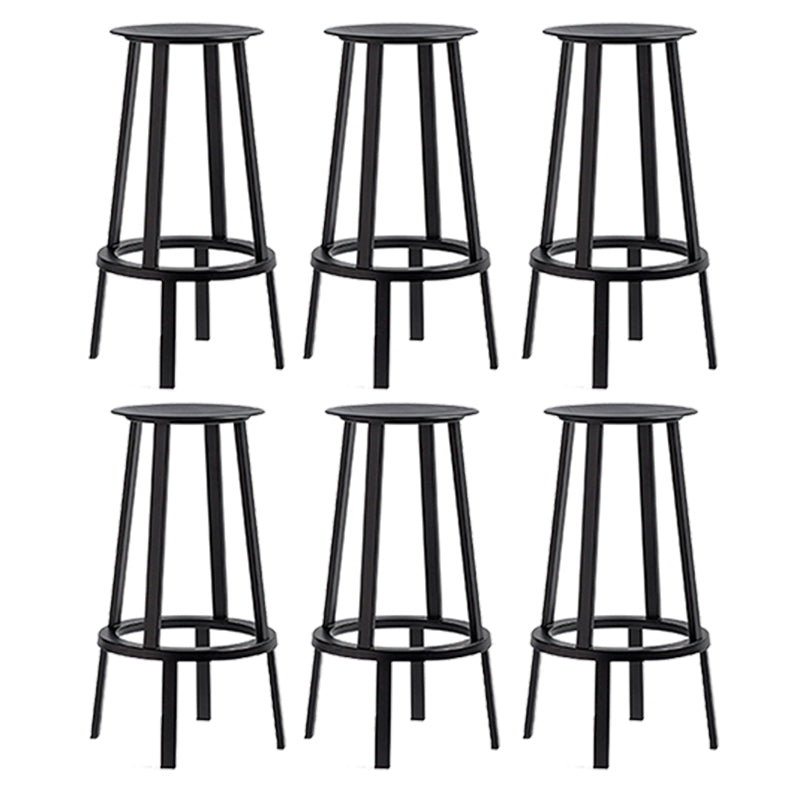 Contemporary Backless Barstool Round Seat Armless Bar Stools with 4 Metal Legs Black 6 Piece Set Clearhalo 'Bar Furniture' 'Bar Stools' 'bar_stools' 'furn' 'furn_bar_stools' 'Furniture' 'Kitchen & Dining Furniture' 5724767