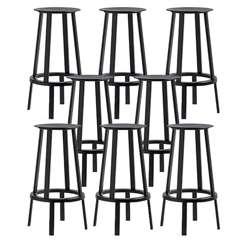 Contemporary Backless Barstool Round Seat Armless Bar Stools with 4 Metal Legs Black 8 Piece Set Clearhalo 'Bar Furniture' 'Bar Stools' 'bar_stools' 'furn' 'furn_bar_stools' 'Furniture' 'Kitchen & Dining Furniture' 5724769