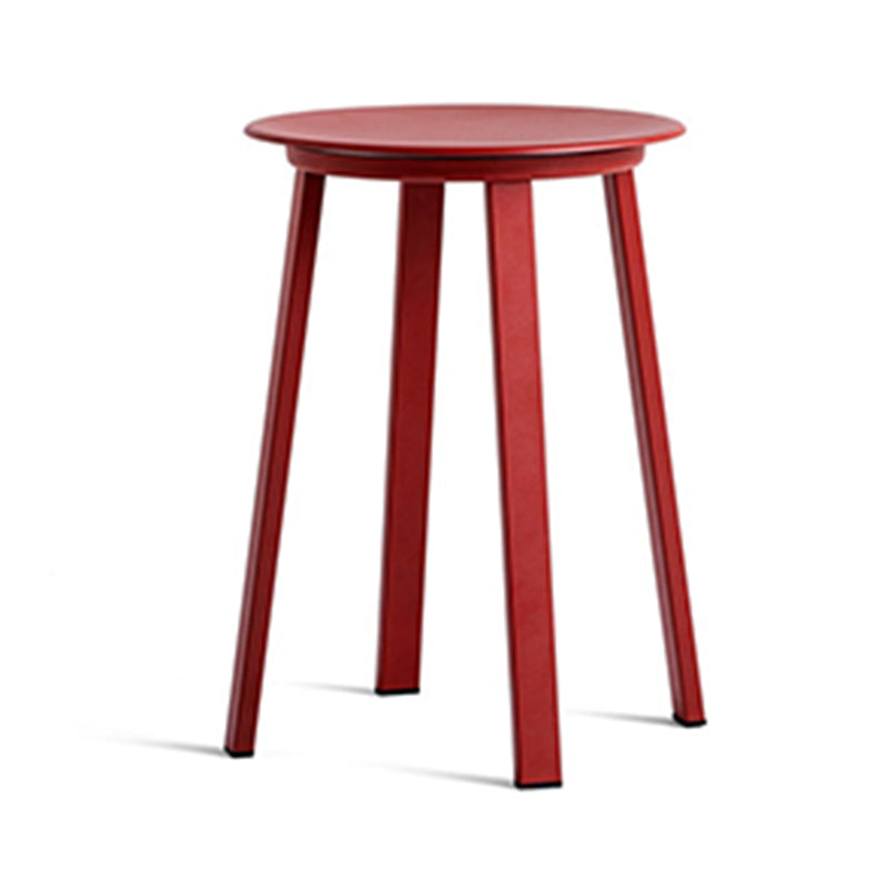 Contemporary Backless Barstool Round Seat Armless Bar Stools with 4 Metal Legs Red 1 Piece Short Stool(20"H) Clearhalo 'Bar Furniture' 'Bar Stools' 'bar_stools' 'furn' 'furn_bar_stools' 'Furniture' 'Kitchen & Dining Furniture' 5724770