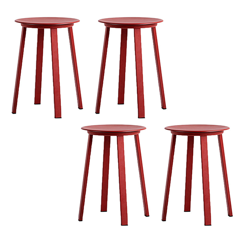 Contemporary Backless Barstool Round Seat Armless Bar Stools with 4 Metal Legs Red 4 Piece Set Short Stool(20"H) Clearhalo 'Bar Furniture' 'Bar Stools' 'bar_stools' 'furn' 'furn_bar_stools' 'Furniture' 'Kitchen & Dining Furniture' 5724774
