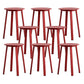 Contemporary Backless Barstool Round Seat Armless Bar Stools with 4 Metal Legs Red 8 Piece Set Short Stool(20"H) Clearhalo 'Bar Furniture' 'Bar Stools' 'bar_stools' 'furn' 'furn_bar_stools' 'Furniture' 'Kitchen & Dining Furniture' 5724779