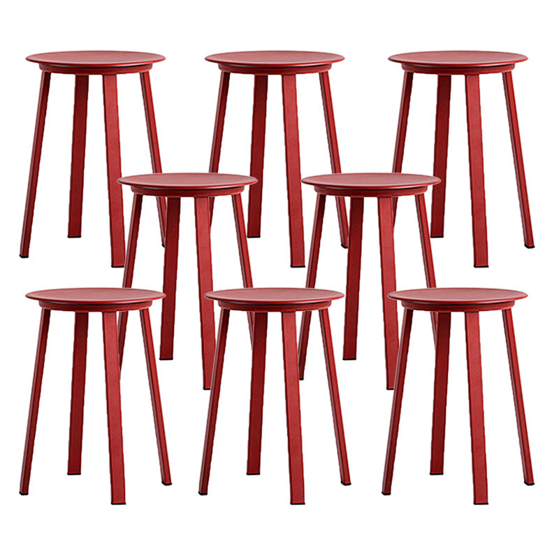 Contemporary Backless Barstool Round Seat Armless Bar Stools with 4 Metal Legs Red 8 Piece Set Short Stool(20"H) Clearhalo 'Bar Furniture' 'Bar Stools' 'bar_stools' 'furn' 'furn_bar_stools' 'Furniture' 'Kitchen & Dining Furniture' 5724779
