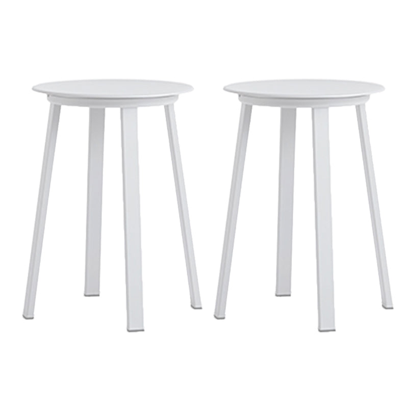 Contemporary Backless Barstool Round Seat Armless Bar Stools with 4 Metal Legs White 2 Piece Set Short Stool(20"H) Clearhalo 'Bar Furniture' 'Bar Stools' 'bar_stools' 'furn' 'furn_bar_stools' 'Furniture' 'Kitchen & Dining Furniture' 5724786