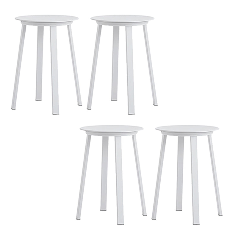 Contemporary Backless Barstool Round Seat Armless Bar Stools with 4 Metal Legs White 4 Piece Set Short Stool(20"H) Clearhalo 'Bar Furniture' 'Bar Stools' 'bar_stools' 'furn' 'furn_bar_stools' 'Furniture' 'Kitchen & Dining Furniture' 5724787