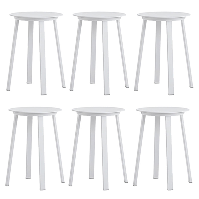 Contemporary Backless Barstool Round Seat Armless Bar Stools with 4 Metal Legs White 6 Piece Set Short Stool(20"H) Clearhalo 'Bar Furniture' 'Bar Stools' 'bar_stools' 'furn' 'furn_bar_stools' 'Furniture' 'Kitchen & Dining Furniture' 5724788