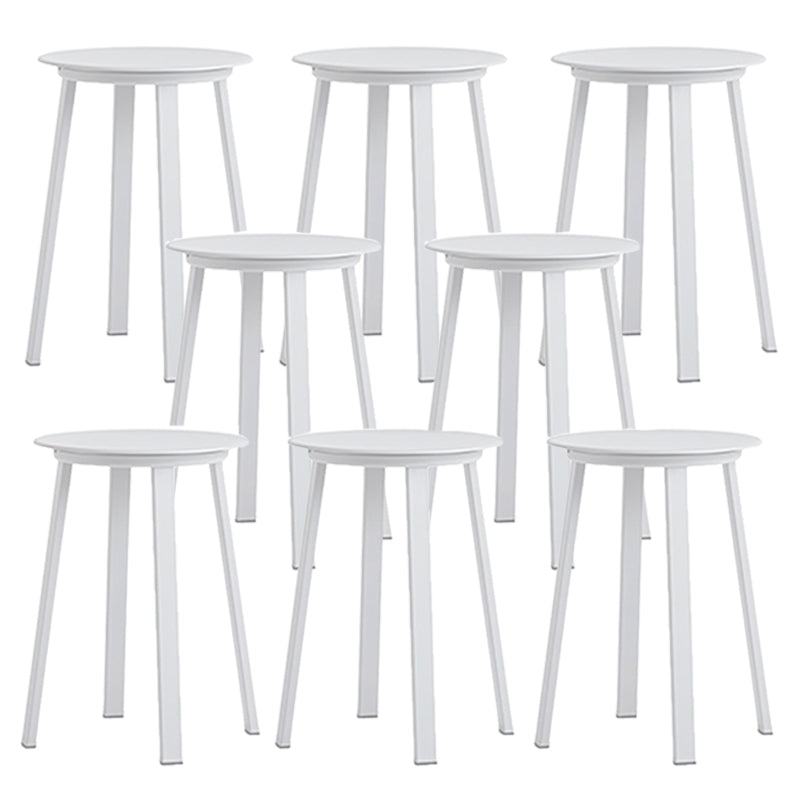 Contemporary Backless Barstool Round Seat Armless Bar Stools with 4 Metal Legs White 8 Piece Set Short Stool(20"H) Clearhalo 'Bar Furniture' 'Bar Stools' 'bar_stools' 'furn' 'furn_bar_stools' 'Furniture' 'Kitchen & Dining Furniture' 5724789