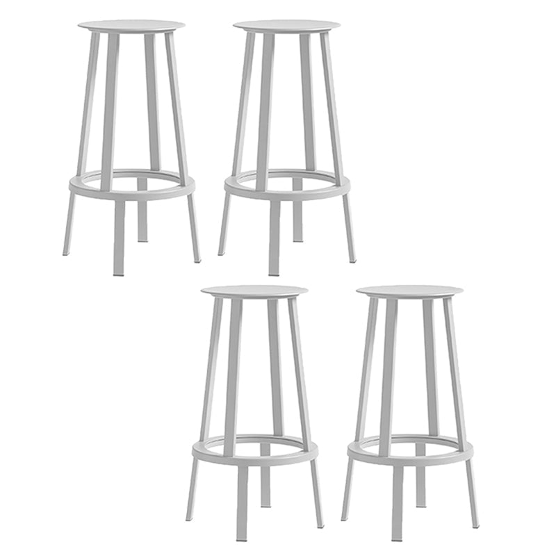 Contemporary Backless Barstool Round Seat Armless Bar Stools with 4 Metal Legs White 4 Piece Set Clearhalo 'Bar Furniture' 'Bar Stools' 'bar_stools' 'furn' 'furn_bar_stools' 'Furniture' 'Kitchen & Dining Furniture' 5724792