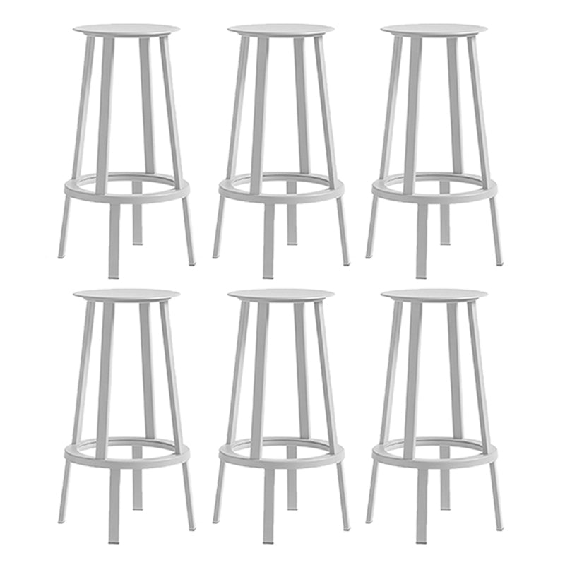 Contemporary Backless Barstool Round Seat Armless Bar Stools with 4 Metal Legs White 6 Piece Set Clearhalo 'Bar Furniture' 'Bar Stools' 'bar_stools' 'furn' 'furn_bar_stools' 'Furniture' 'Kitchen & Dining Furniture' 5724793