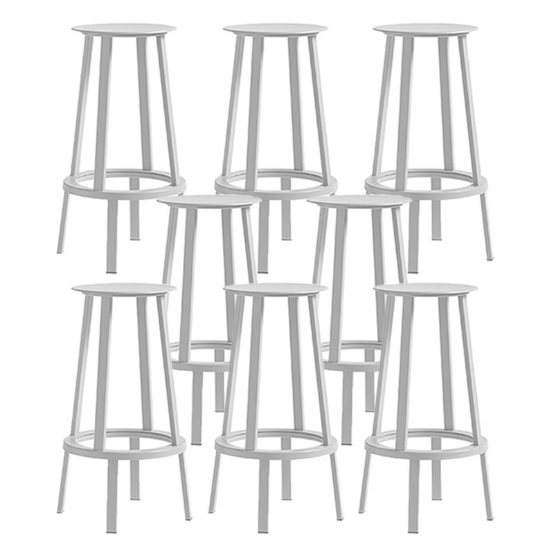 Contemporary Backless Barstool Round Seat Armless Bar Stools with 4 Metal Legs White 8 Piece Set Clearhalo 'Bar Furniture' 'Bar Stools' 'bar_stools' 'furn' 'furn_bar_stools' 'Furniture' 'Kitchen & Dining Furniture' 5724794