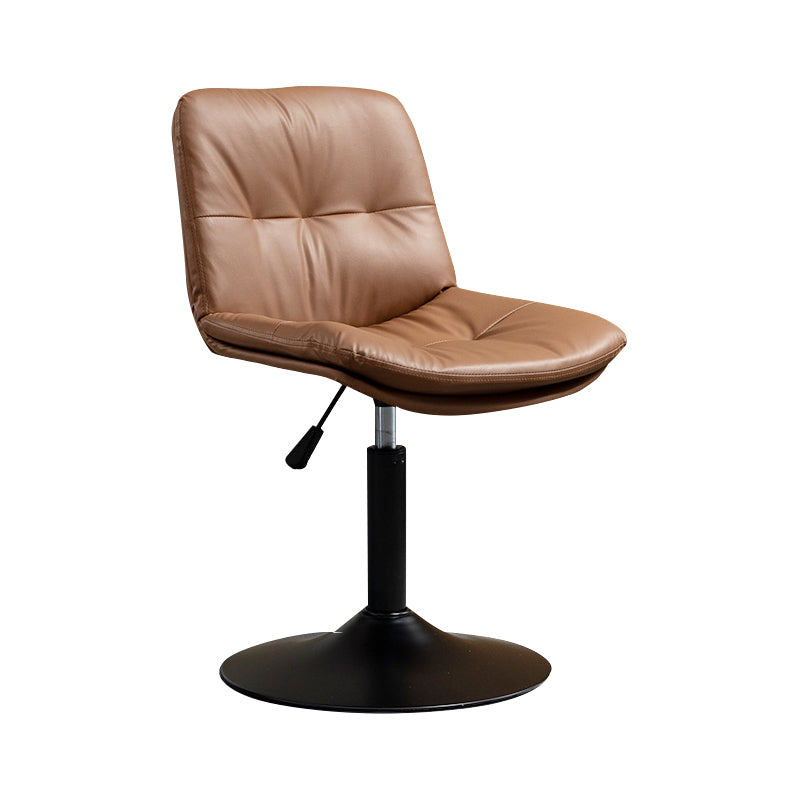 Contemporary Metal Barstool Faux Leather Footrest Adjustable Low Back Counter Stool Brown 1 Piece Short Stool(22"H) Clearhalo 'Bar Furniture' 'Bar Stools' 'bar_stools' 'furn' 'furn_bar_stools' 'Furniture' 'Kitchen & Dining Furniture' 5724799