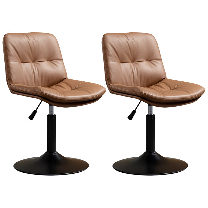 Contemporary Metal Barstool Faux Leather Footrest Adjustable Low Back Counter Stool Brown 2 Piece Set Short Stool(22"H) Clearhalo 'Bar Furniture' 'Bar Stools' 'bar_stools' 'furn' 'furn_bar_stools' 'Furniture' 'Kitchen & Dining Furniture' 5724800