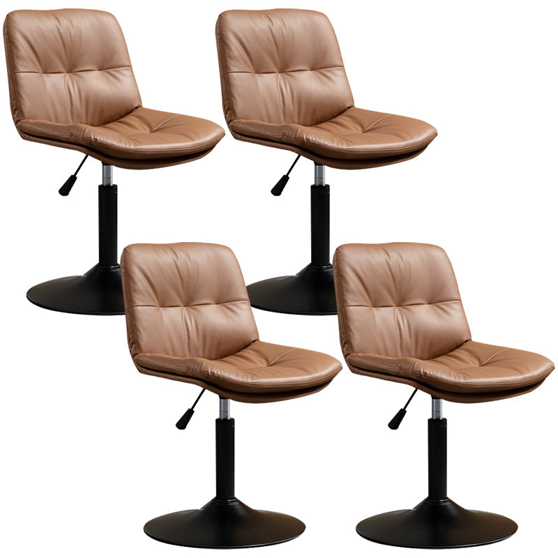 Contemporary Metal Barstool Faux Leather Footrest Adjustable Low Back Counter Stool Brown 4 Piece Set Short Stool(22"H) Clearhalo 'Bar Furniture' 'Bar Stools' 'bar_stools' 'furn' 'furn_bar_stools' 'Furniture' 'Kitchen & Dining Furniture' 5724803