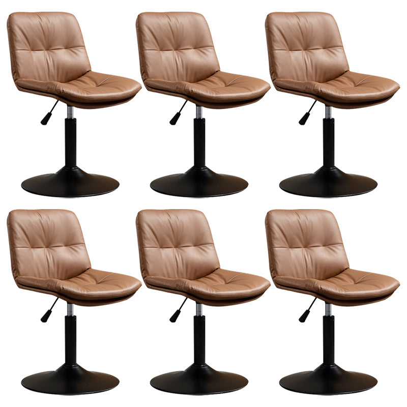 Contemporary Metal Barstool Faux Leather Footrest Adjustable Low Back Counter Stool Brown 6 Piece Set Short Stool(22"H) Clearhalo 'Bar Furniture' 'Bar Stools' 'bar_stools' 'furn' 'furn_bar_stools' 'Furniture' 'Kitchen & Dining Furniture' 5724805