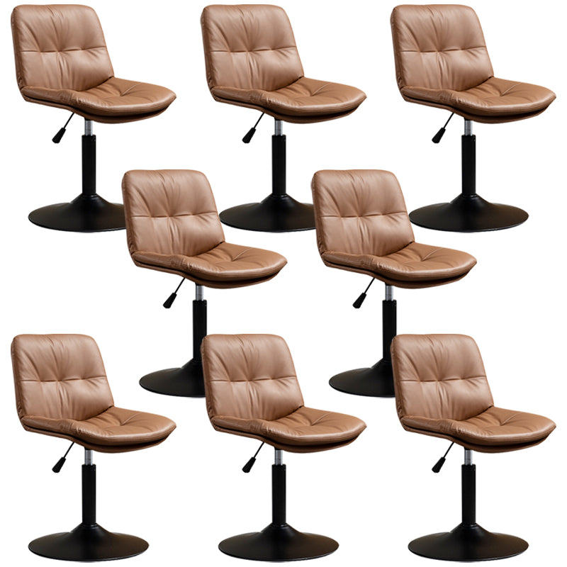 Contemporary Metal Barstool Faux Leather Footrest Adjustable Low Back Counter Stool Brown 8 Piece Set Short Stool(22"H) Clearhalo 'Bar Furniture' 'Bar Stools' 'bar_stools' 'furn' 'furn_bar_stools' 'Furniture' 'Kitchen & Dining Furniture' 5724806