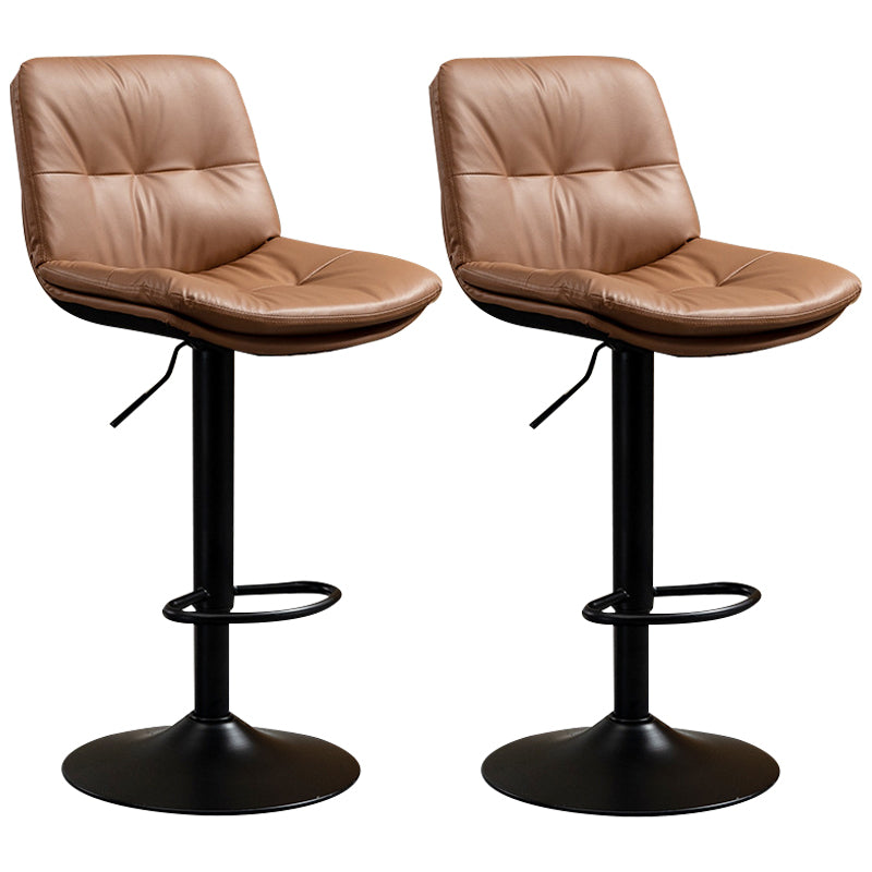 Contemporary Metal Barstool Faux Leather Footrest Adjustable Low Back Counter Stool Brown 2 Piece Set Bar Stool(31"H) Clearhalo 'Bar Furniture' 'Bar Stools' 'bar_stools' 'furn' 'furn_bar_stools' 'Furniture' 'Kitchen & Dining Furniture' 5724811