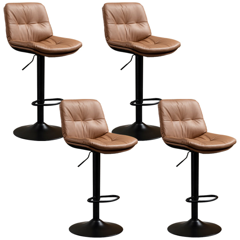 Contemporary Metal Barstool Faux Leather Footrest Adjustable Low Back Counter Stool Brown 4 Piece Set Bar Stool(31"H) Clearhalo 'Bar Furniture' 'Bar Stools' 'bar_stools' 'furn' 'furn_bar_stools' 'Furniture' 'Kitchen & Dining Furniture' 5724812
