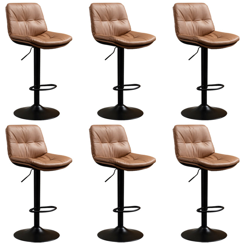 Contemporary Metal Barstool Faux Leather Footrest Adjustable Low Back Counter Stool Brown 6 Piece Set Bar Stool(31"H) Clearhalo 'Bar Furniture' 'Bar Stools' 'bar_stools' 'furn' 'furn_bar_stools' 'Furniture' 'Kitchen & Dining Furniture' 5724815