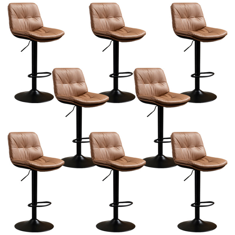 Contemporary Metal Barstool Faux Leather Footrest Adjustable Low Back Counter Stool Brown 8 Piece Set Bar Stool(31"H) Clearhalo 'Bar Furniture' 'Bar Stools' 'bar_stools' 'furn' 'furn_bar_stools' 'Furniture' 'Kitchen & Dining Furniture' 5724816