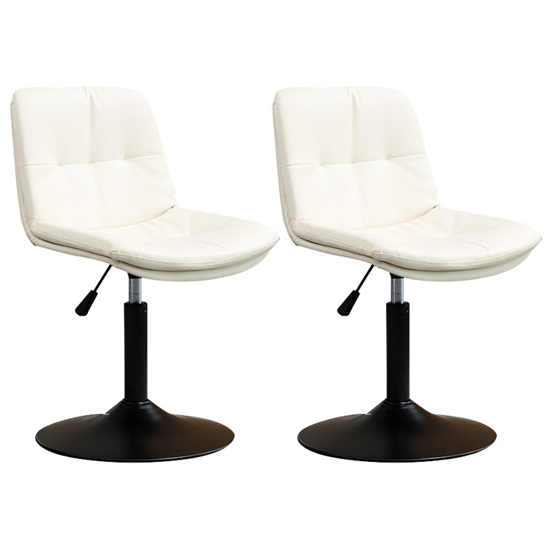Contemporary Metal Barstool Faux Leather Footrest Adjustable Low Back Counter Stool White 2 Piece Set Short Stool(22"H) Clearhalo 'Bar Furniture' 'Bar Stools' 'bar_stools' 'furn' 'furn_bar_stools' 'Furniture' 'Kitchen & Dining Furniture' 5724819