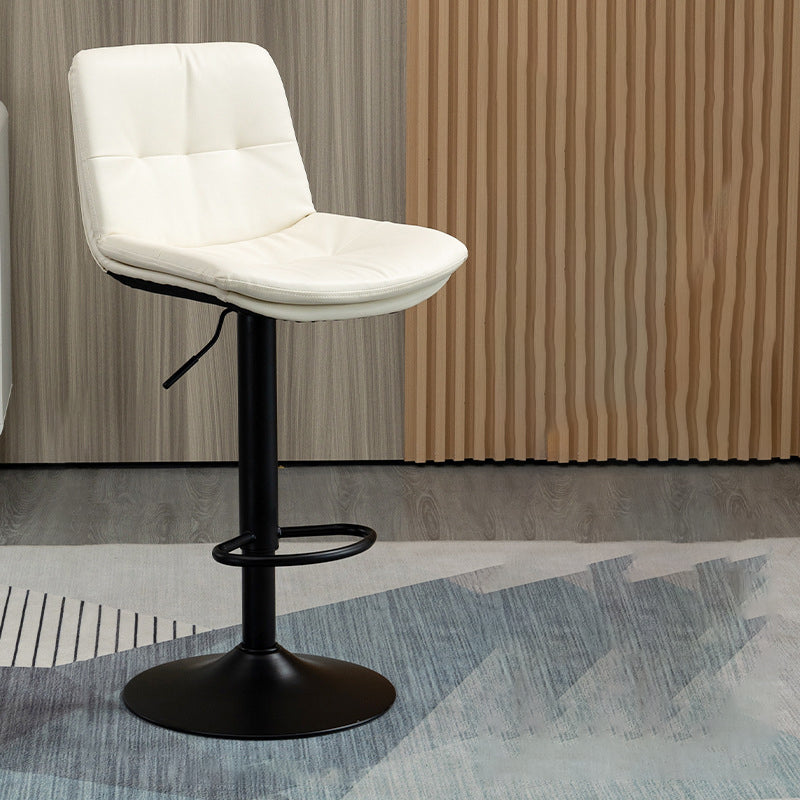 Contemporary Metal Barstool Faux Leather Footrest Adjustable Low Back Counter Stool White 1 Piece Bar Stool(31"H) Clearhalo 'Bar Furniture' 'Bar Stools' 'bar_stools' 'furn' 'furn_bar_stools' 'Furniture' 'Kitchen & Dining Furniture' 5724823