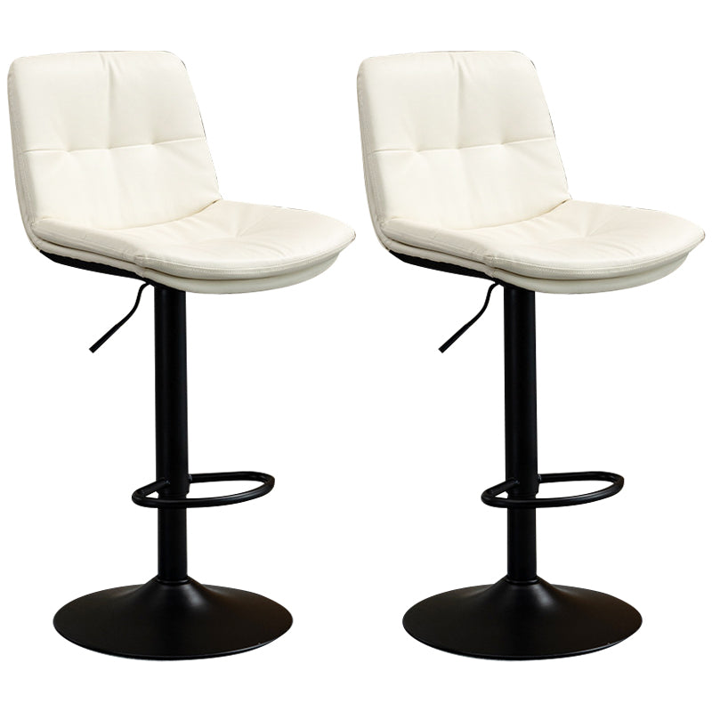Contemporary Metal Barstool Faux Leather Footrest Adjustable Low Back Counter Stool White 2 Piece Set Bar Stool(31"H) Clearhalo 'Bar Furniture' 'Bar Stools' 'bar_stools' 'furn' 'furn_bar_stools' 'Furniture' 'Kitchen & Dining Furniture' 5724824