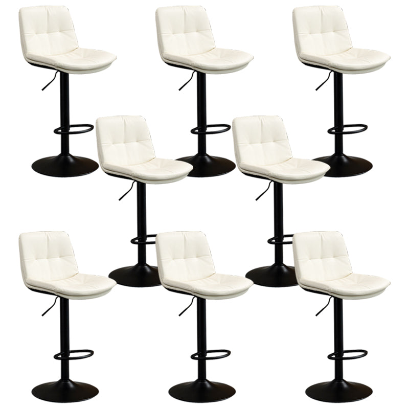 Contemporary Metal Barstool Faux Leather Footrest Adjustable Low Back Counter Stool White 8 Piece Set Bar Stool(31"H) Clearhalo 'Bar Furniture' 'Bar Stools' 'bar_stools' 'furn' 'furn_bar_stools' 'Furniture' 'Kitchen & Dining Furniture' 5724827