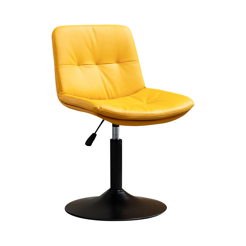 Contemporary Metal Barstool Faux Leather Footrest Adjustable Low Back Counter Stool Yellow 1 Piece Short Stool(22"H) Clearhalo 'Bar Furniture' 'Bar Stools' 'bar_stools' 'furn' 'furn_bar_stools' 'Furniture' 'Kitchen & Dining Furniture' 5724828