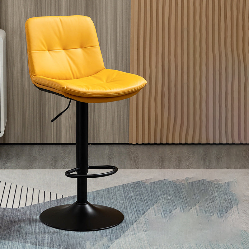 Contemporary Metal Barstool Faux Leather Footrest Adjustable Low Back Counter Stool Yellow 1 Piece Bar Stool(31"H) Clearhalo 'Bar Furniture' 'Bar Stools' 'bar_stools' 'furn' 'furn_bar_stools' 'Furniture' 'Kitchen & Dining Furniture' 5724833