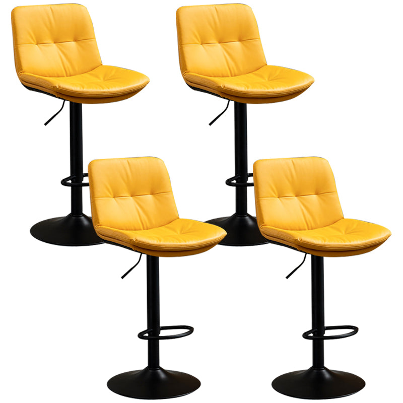 Contemporary Metal Barstool Faux Leather Footrest Adjustable Low Back Counter Stool Yellow 4 Piece Set Bar Stool(31"H) Clearhalo 'Bar Furniture' 'Bar Stools' 'bar_stools' 'furn' 'furn_bar_stools' 'Furniture' 'Kitchen & Dining Furniture' 5724835