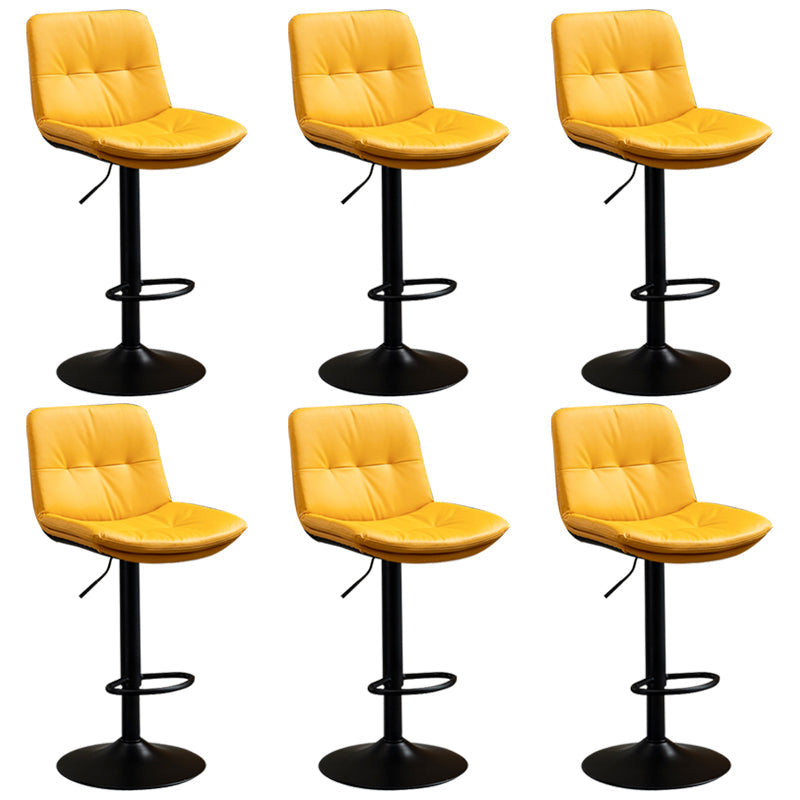 Contemporary Metal Barstool Faux Leather Footrest Adjustable Low Back Counter Stool Yellow 6 Piece Set Bar Stool(31"H) Clearhalo 'Bar Furniture' 'Bar Stools' 'bar_stools' 'furn' 'furn_bar_stools' 'Furniture' 'Kitchen & Dining Furniture' 5724836