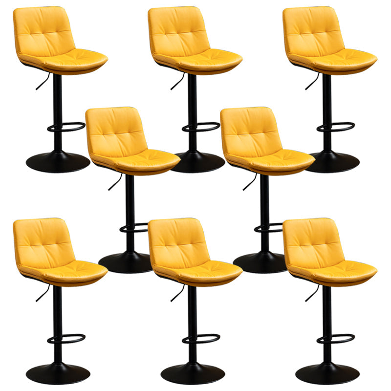 Contemporary Metal Barstool Faux Leather Footrest Adjustable Low Back Counter Stool Yellow 8 Piece Set Bar Stool(31"H) Clearhalo 'Bar Furniture' 'Bar Stools' 'bar_stools' 'furn' 'furn_bar_stools' 'Furniture' 'Kitchen & Dining Furniture' 5724837