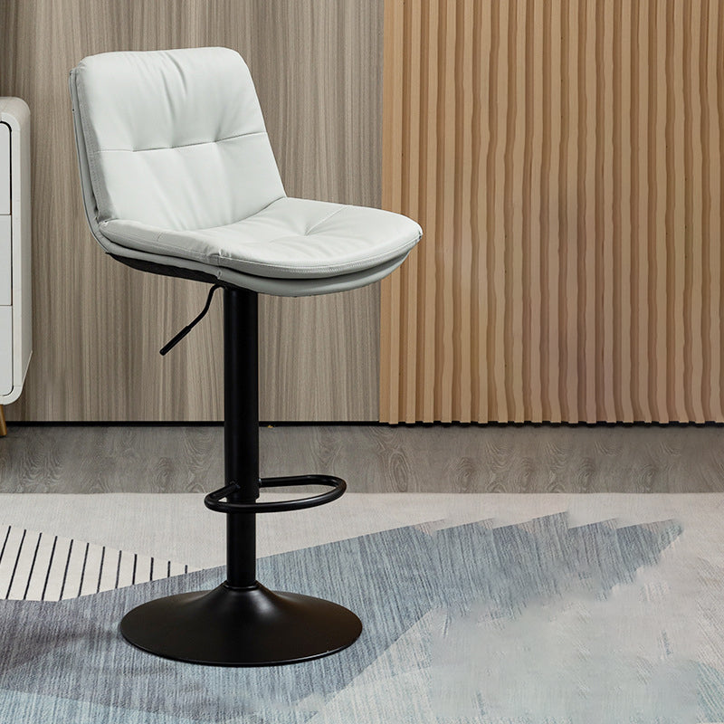 Contemporary Metal Barstool Faux Leather Footrest Adjustable Low Back Counter Stool Grey 1 Piece Bar Stool(31"H) Clearhalo 'Bar Furniture' 'Bar Stools' 'bar_stools' 'furn' 'furn_bar_stools' 'Furniture' 'Kitchen & Dining Furniture' 5724843